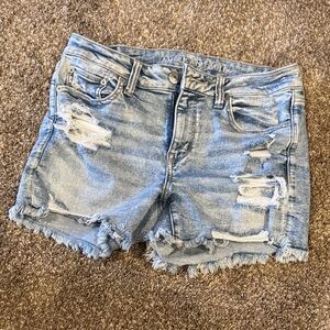 American Eagle Outfitters Light Blue Distressed Jean Shorts